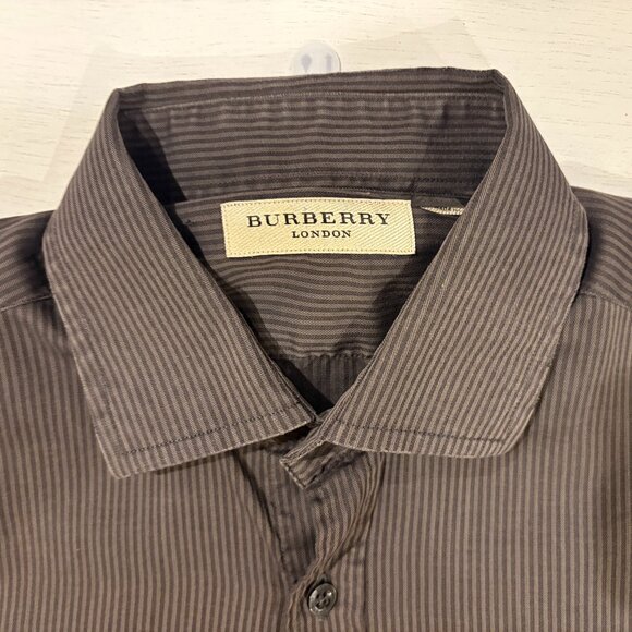 Burberry Button Down Gray/Charcoal-Striped Sport Shirt - Picture 2 of 2